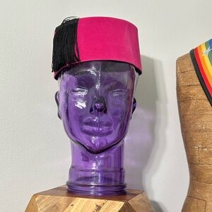 Pink Fez Hat with Black Tassel